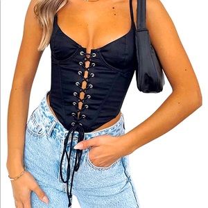 Corset Crop Top - Lace Up w/ Zipper!